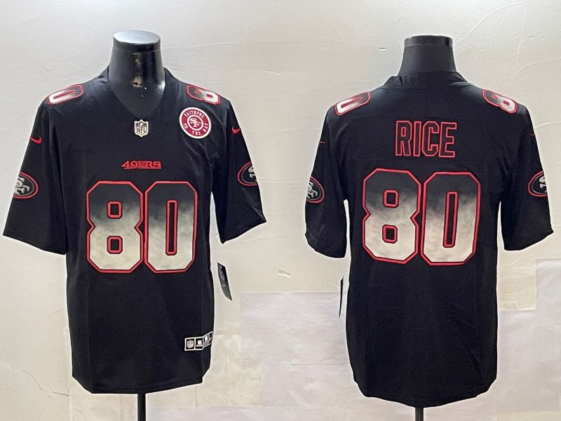 Men San Francisco 49ers #80 Rice Black Nike Smoke Fashion 2024 Limited NFL Jersey style 5->san francisco 49ers->NFL Jersey